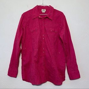 Ariat fushia snap button western long sleeve shirt sz xxl